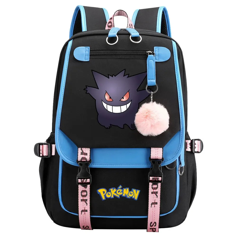 Eevee Jigglypuff Gengar Boys Girls Kids School Book Bags Women USB Bagpack Teenagers Canvas Laptop Travel Student Backpack