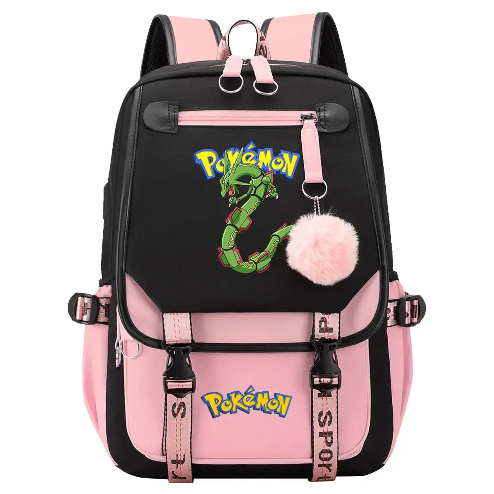 Eevee Jigglypuff Gengar Boys Girls Kids School Book Bags Women USB Bagpack Teenagers Canvas Laptop Travel Student Backpack