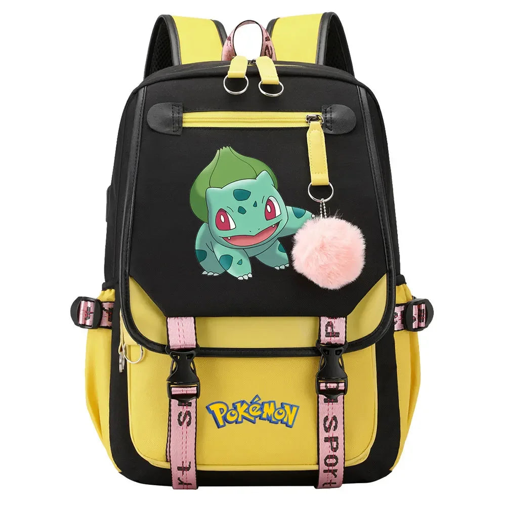 Eevee Jigglypuff Gengar Boys Girls Kids School Book Bags Women USB Bagpack Teenagers Canvas Laptop Travel Student Backpack