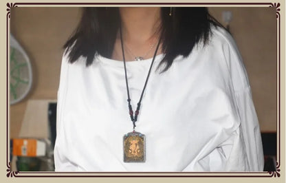 Efficacious Amulet Greco-Buddhist pocket travel Mascot Bodhisattva Manjusri GOD Akshobya Auspicious Tibet Buddha card Pendant