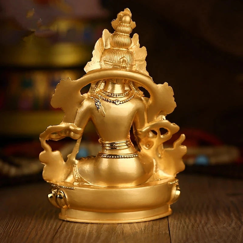 Efficacious Green Tara Tranic Gilding 14cm Gold Buddha Alloy Metal Buddhist Suppliers Home/ Office Decorate Statue Craft