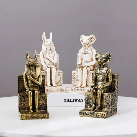 Egyptian sheep god dog god vintage decorative statue， European artwork ，Home Living Room Bedroom Hotel Feng Shui Statue