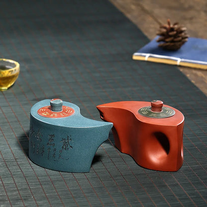 Eight-Diagram-Shaped Appetizer Purple Clay Pot Wholesale Raw Ore Plain Cement Green Mud Qiankun Gossip Pot Handmade Tea Set Gift