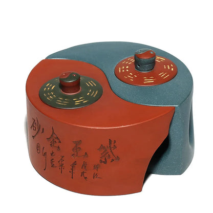 Eight-Diagram-Shaped Appetizer Purple Clay Pot Wholesale Raw Ore Plain Cement Green Mud Qiankun Gossip Pot Handmade Tea Set Gift
