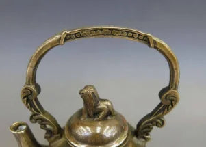 Elaborate Chinese Copper Two Old Man chess water teapot