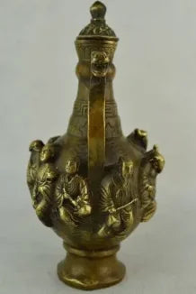 Elaborate Old Ancient Chinese Classic Brass Eight Immortals Teapot
