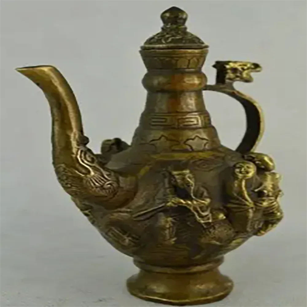 Elaborate Old Ancient Chinese Classic Brass Eight Immortals Teapot