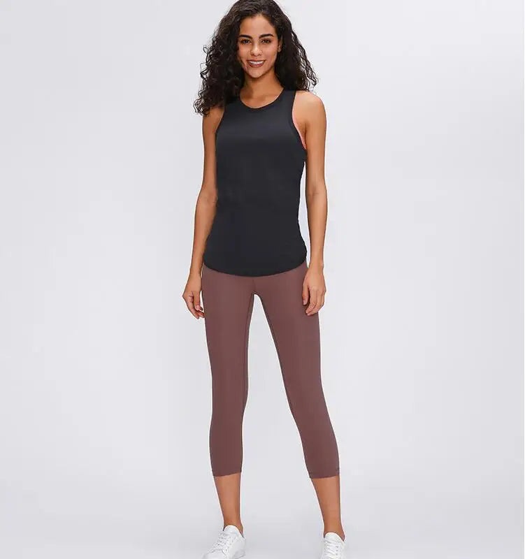 Elastic Capris Women Leggings Summer Balck High Waist Solid colors