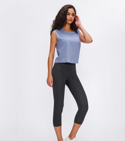 Elastic Capris Women Leggings Summer Balck High Waist Solid colors