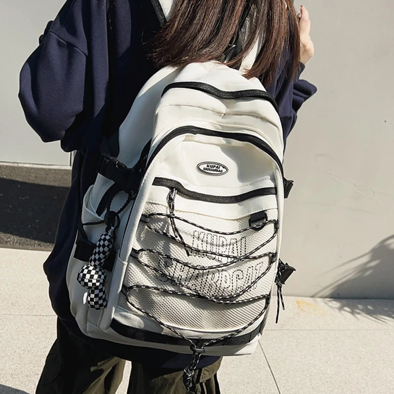 Elastic Multipocket Nylon Women Backpack Female Big Waterproof Back Bag Portable School Backpack For Girl Student Schoolbag Cool