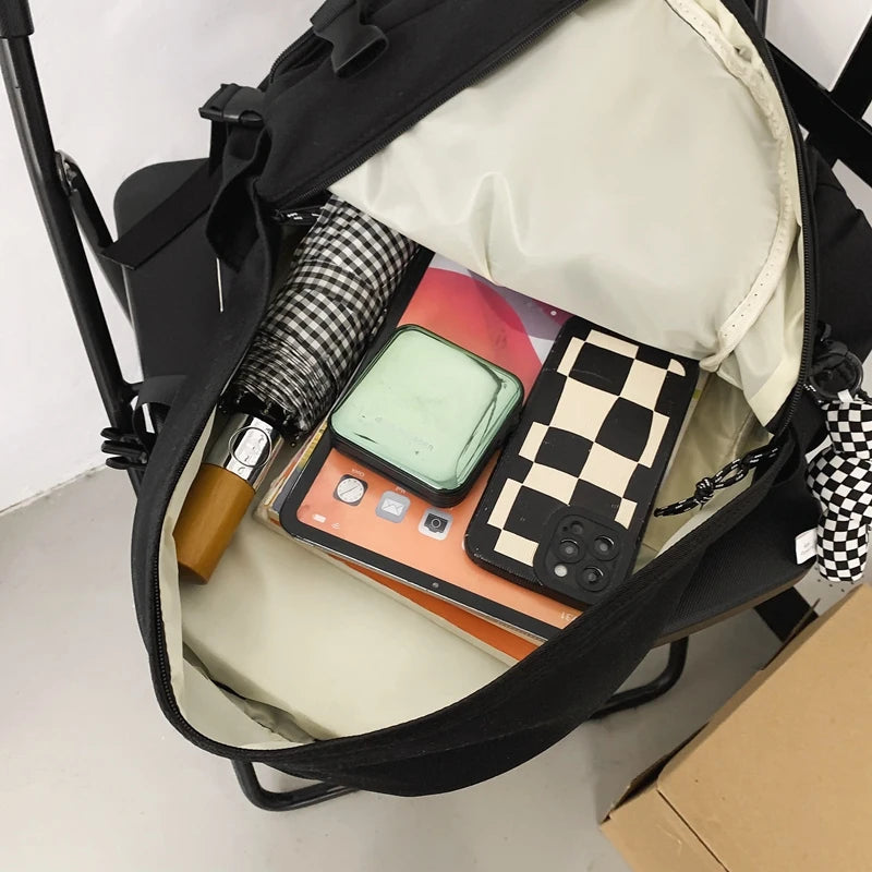 Elastic Multipocket Nylon Women Backpack Female Big Waterproof Back Bag Portable School Backpack For Girl Student Schoolbag Cool