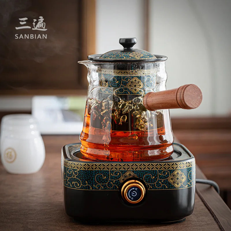 Electric Ceramic Stove Set Steam Tea Maker Tea-Boiling Stove Tea Set Household Automatic Tea Brewing Pot Internet Hot Glass Ce