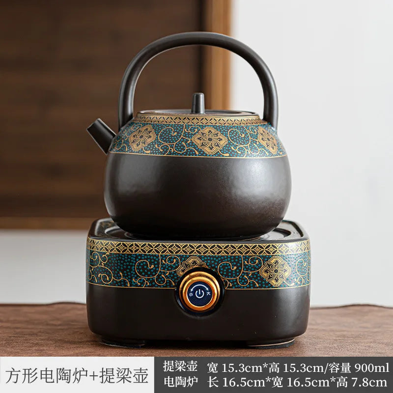 Electric Ceramic Stove Set Steam Tea Maker Tea-Boiling Stove Tea Set Household Automatic Tea Brewing Pot Internet Hot Glass Ce