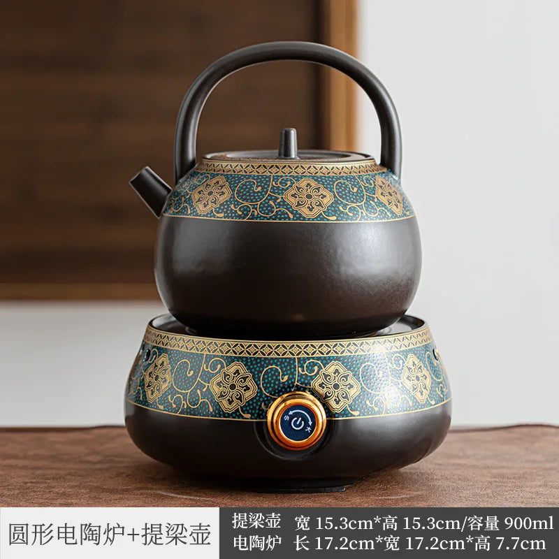 Electric Ceramic Stove Set Steam Tea Maker Tea-Boiling Stove Tea Set Household Automatic Tea Brewing Pot Internet Hot Glass Ce