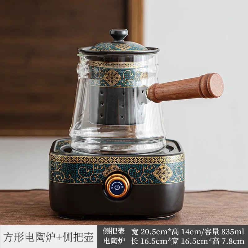 Electric Ceramic Stove Set Steam Tea Maker Tea-Boiling Stove Tea Set Household Automatic Tea Brewing Pot Internet Hot Glass Ce
