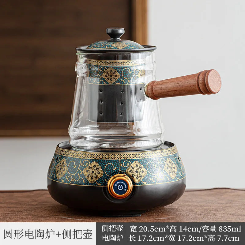 Electric Ceramic Stove Set Steam Tea Maker Tea-Boiling Stove Tea Set Household Automatic Tea Brewing Pot Internet Hot Glass Ce