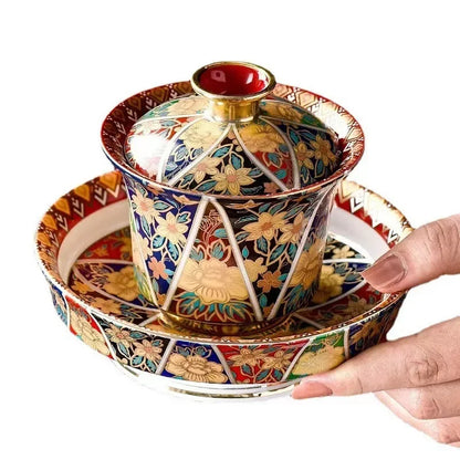 Elegant Ceramic Gaiwan Color Enamel Tea Tureen High Grade Chinese Porcelain Kung Fu Tea Cups Teaware Set Tea Bowl