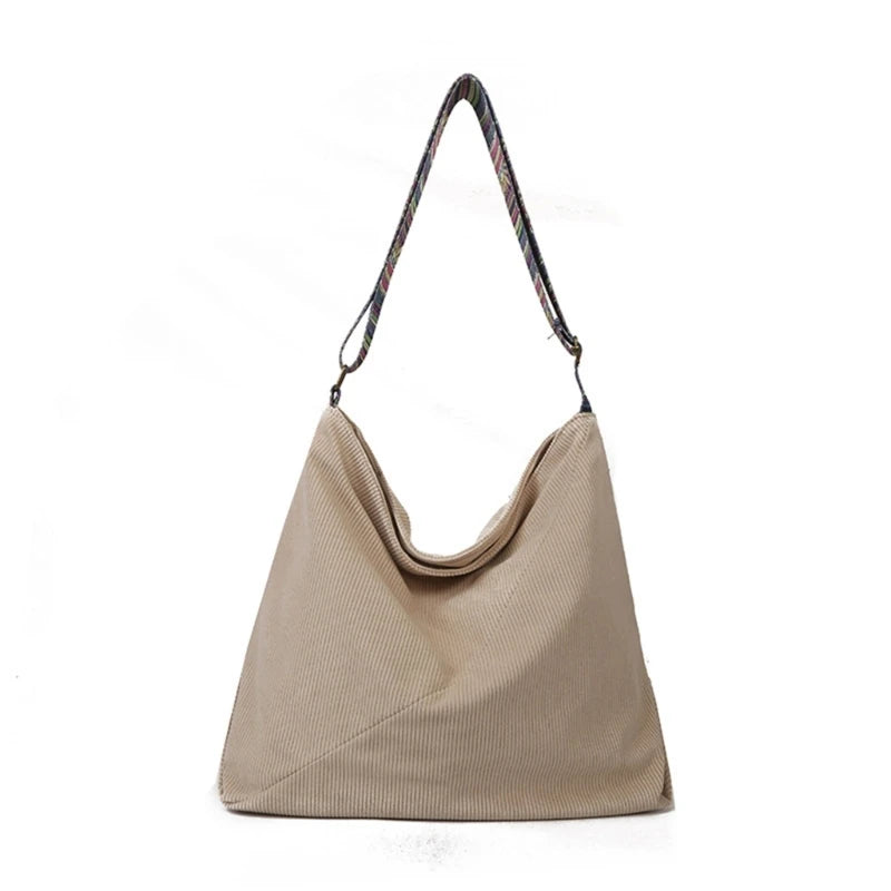 Elegant Corduroy Shoulder Bag Large Crossbody Handbag for Women for Shopping