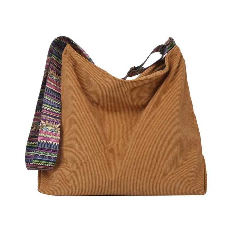 Elegant Corduroy Shoulder Bag Large Crossbody Handbag for Women for Shopping