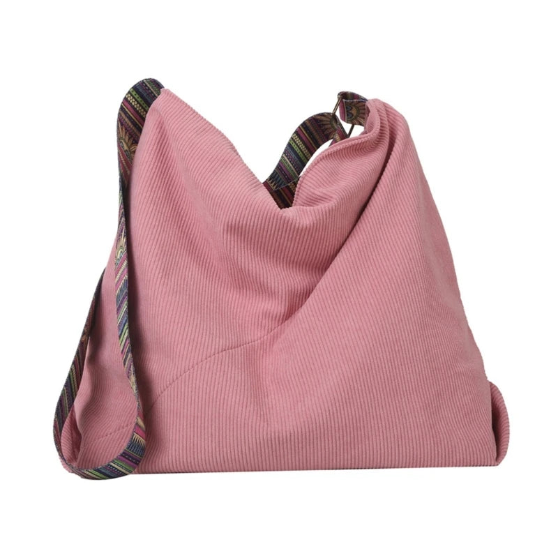 Elegant Corduroy Shoulder Bag Large Crossbody Handbag for Women for Shopping