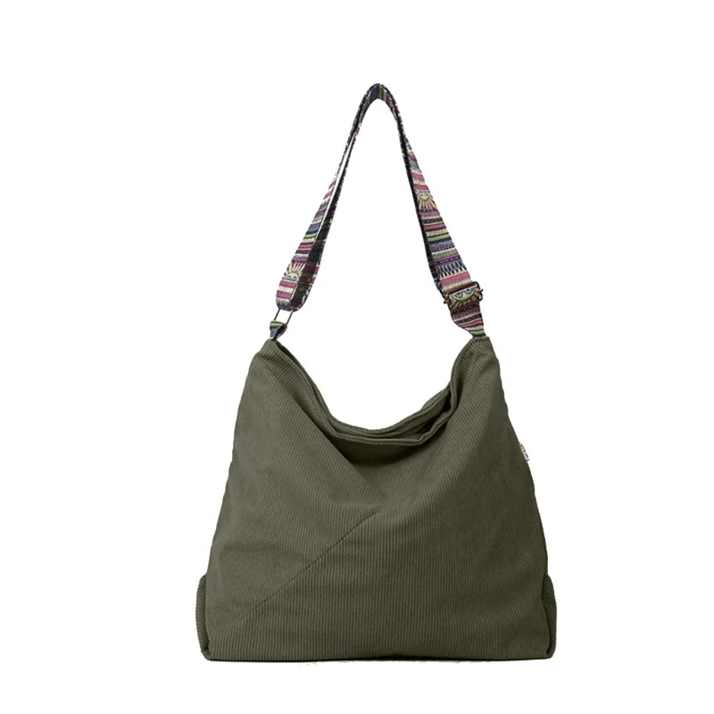 Elegant Corduroy Shoulder Bag Large Crossbody Handbag for Women for Shopping