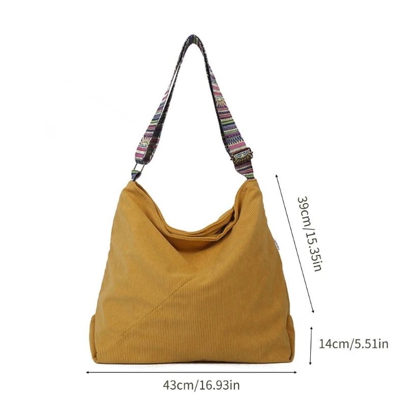 Elegant Corduroy Shoulder Bag Large Crossbody Handbag for Women for Shopping