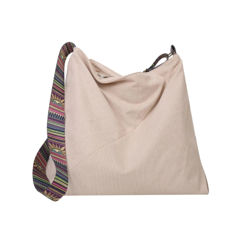 Elegant Corduroy Shoulder Bag Large Crossbody Handbag for Women for Shopping