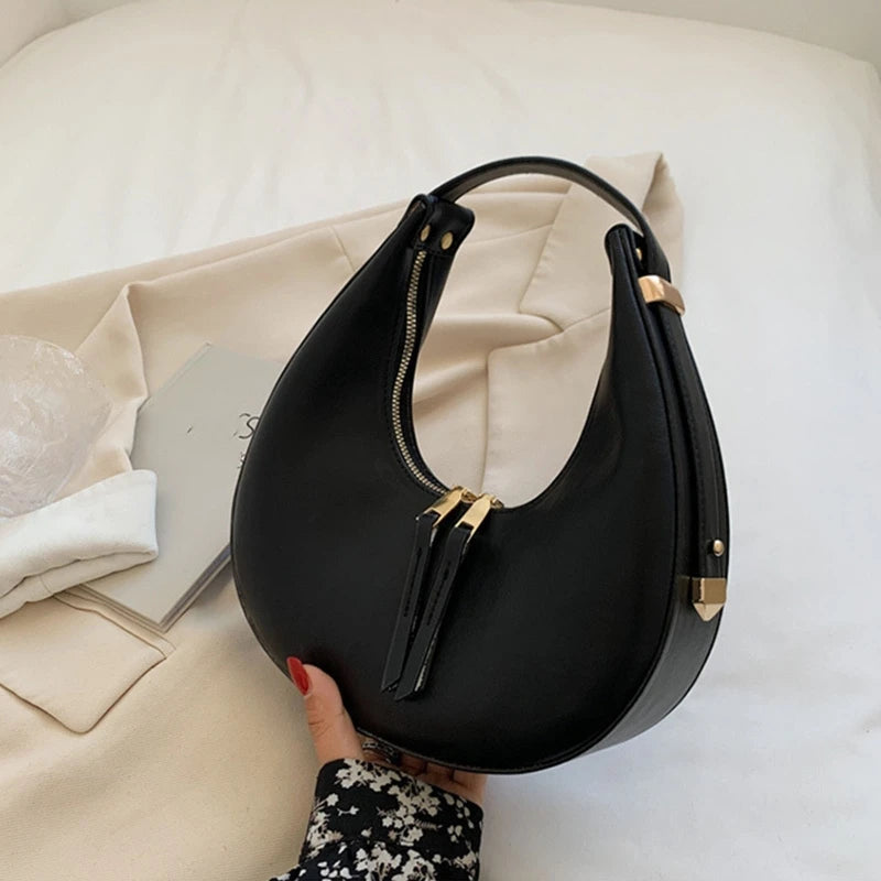 Elegant Crescent Crossbody Bag Underarm Bag Handbag PU Leather Shoulder Bag Messenger Bag Crossbody Bag for Women