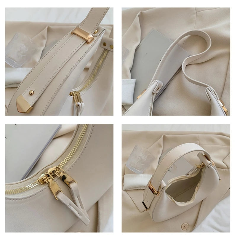 Elegant Crescent Crossbody Bag Underarm Bag Handbag PU Leather Shoulder Bag Messenger Bag Crossbody Bag for Women