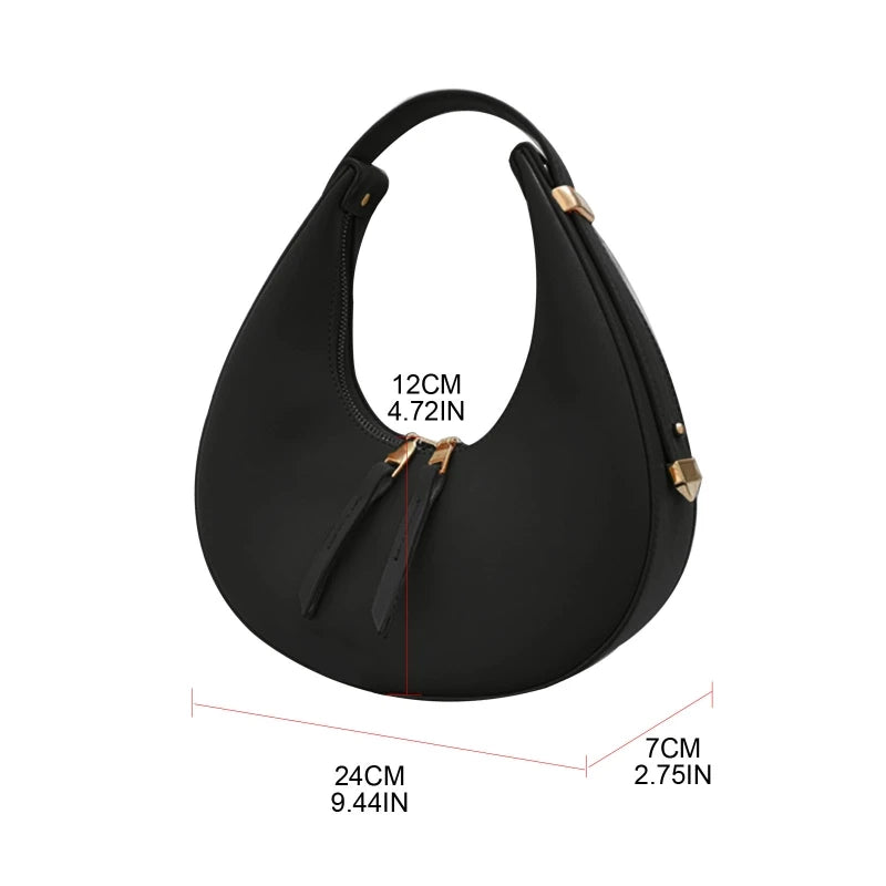 Elegant Crescent Crossbody Bag Underarm Bag Handbag PU Leather Shoulder Bag Messenger Bag Crossbody Bag for Women