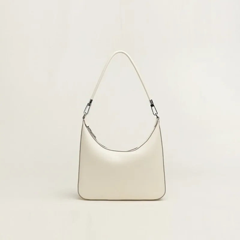 Elegant Fashion Cowhide Tote Bag Underarm Bag Y2k Simple All-match Shoulder Bags 2024 Autumn New Zipper Women's Handbags Clutch