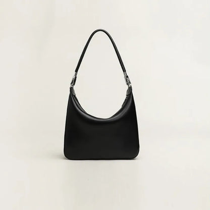 Elegant Fashion Cowhide Tote Bag Underarm Bag Y2k Simple All-match Shoulder Bags 2024 Autumn New Zipper Women's Handbags Clutch