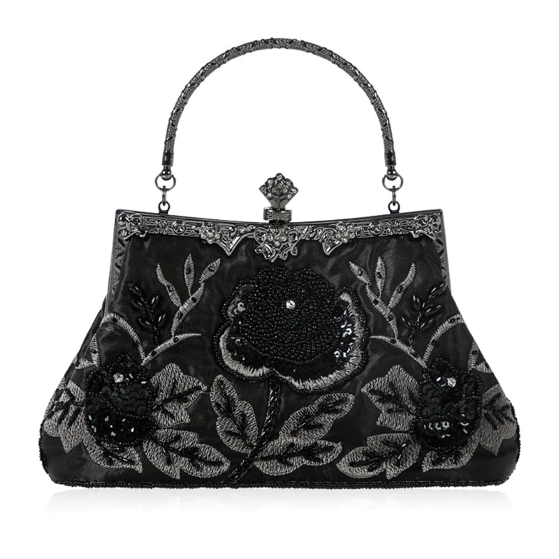 Elegant Frame Women Formal Beaded Evening Purses and Handbags Bridal Sequins Clutch Bag Cocktail