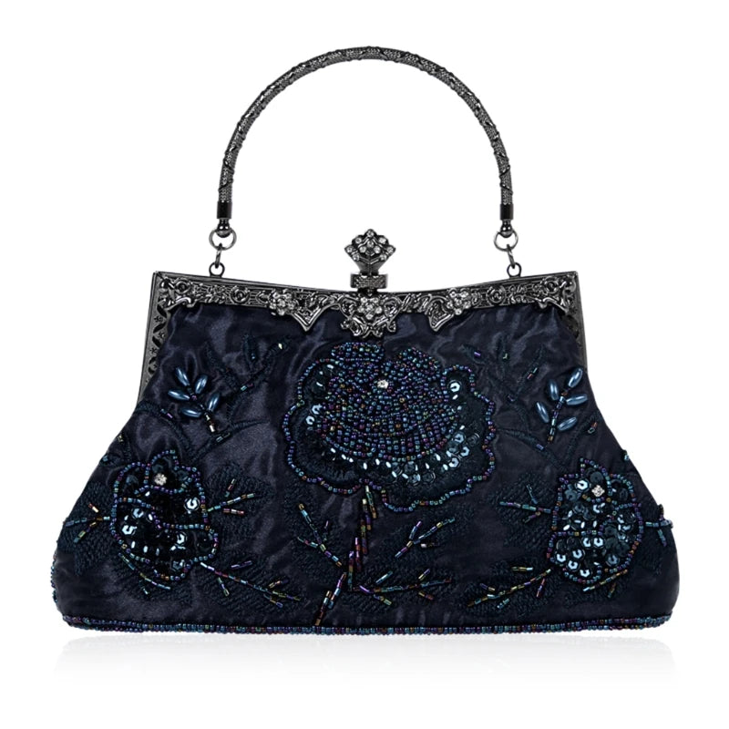 Elegant Frame Women Formal Beaded Evening Purses and Handbags Bridal Sequins Clutch Bag Cocktail