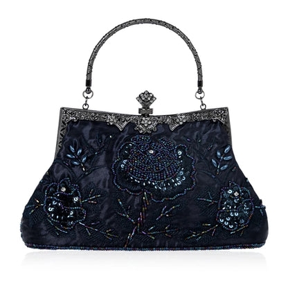 Elegant Frame Women Formal Beaded Evening Purses and Handbags Bridal Sequins Clutch Bag Cocktail