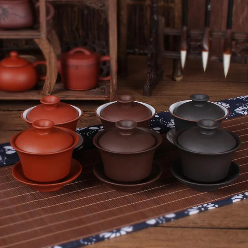 Elegant Gaiwan Chinese Tea Mugs, Purple Clay Tureen, Lid Bowl, Saucer, Tea Brew Cup, Yixing Teapot, High Quality, 11 Style