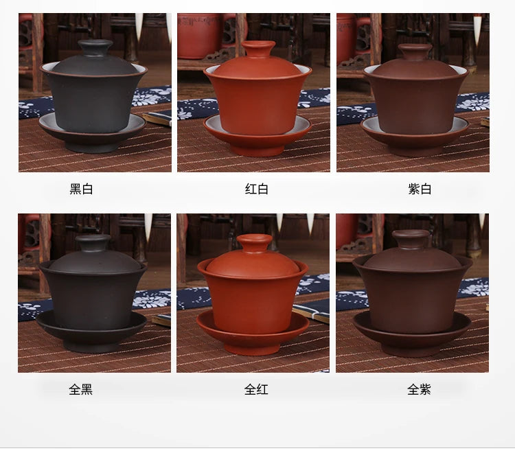 Elegant Gaiwan Chinese Tea Mugs, Purple Clay Tureen, Lid Bowl, Saucer, Tea Brew Cup, Yixing Teapot, High Quality, 11 Style