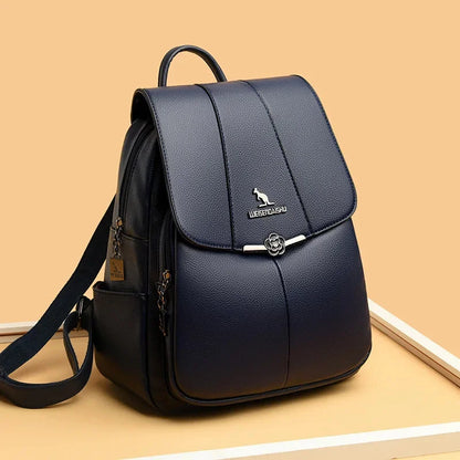 Elegant Leather Women's Large Capacity School Bags For Girls Fashion Anti-theft Feminina Travel Backpack