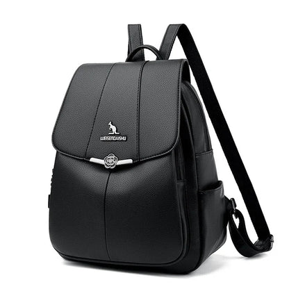Elegant Leather Women's Large Capacity School Bags For Girls Fashion Anti-theft Feminina Travel Backpack