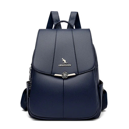 Elegant Leather Women's Large Capacity School Bags For Girls Fashion Anti-theft Feminina Travel Backpack