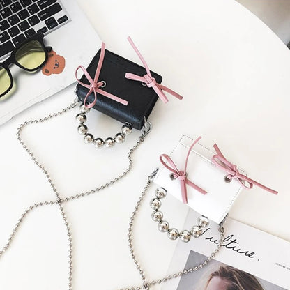 Elegant Mini Chain Bag with Exquisite Bow Decoration Shoulder Bags for Formal