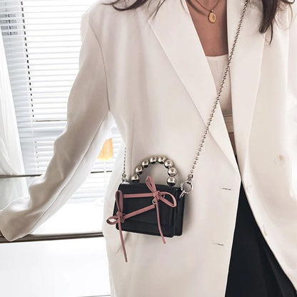 Elegant Mini Chain Bag with Exquisite Bow Decoration Shoulder Bags for Formal