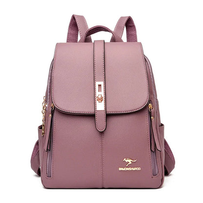 Elegant PU Leather Women's Fashion Travel Backpack Female Mochilas Shoulder Bag Large Capacity School Bags For Girls
