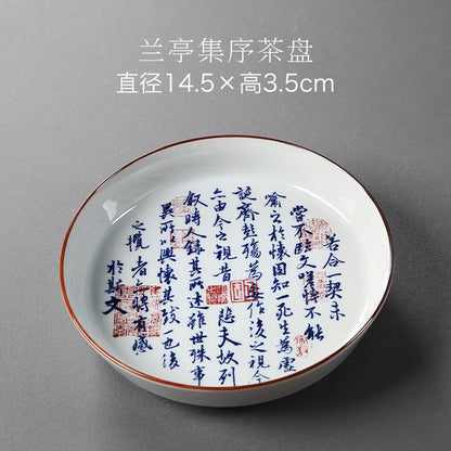 Elegant Porcelain Gaiwan Tea Set with Lid Chinese Lanting Xu Ceramic Tea Pot Tea Tureen Gongfu Sancai Tea Bowl Tea Cup Set