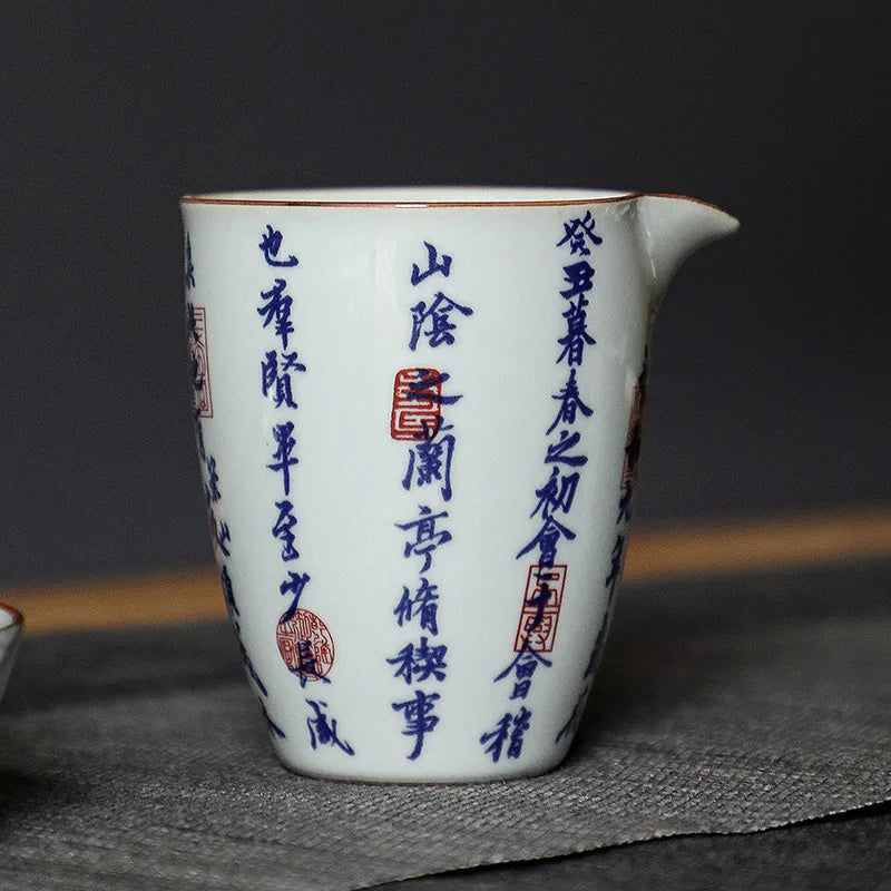 Elegant Porcelain Gaiwan Tea Set with Lid Chinese Lanting Xu Ceramic Tea Pot Tea Tureen Gongfu Sancai Tea Bowl Tea Cup Set