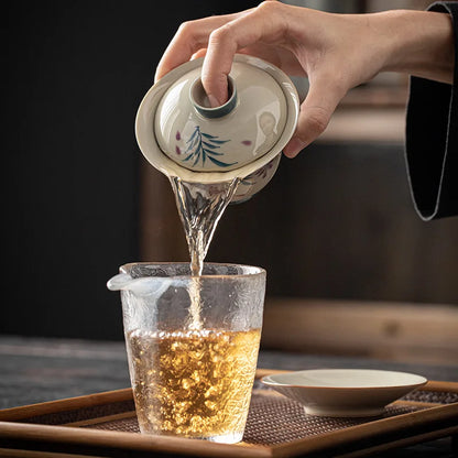 Elegant Sancai Gaiwan for Tea Chinese Handmade Teaware Ceramic Gongfu Tea Cups Home Decor Porcelain Tea Tureen Set