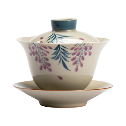 Elegant Sancai Gaiwan for Tea Chinese Handmade Teaware Ceramic Gongfu Tea Cups Home Decor Porcelain Tea Tureen Set