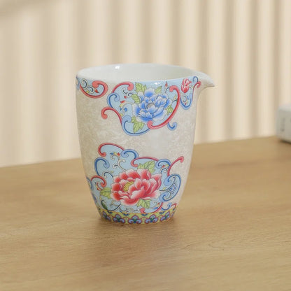 Elegant Sancai Tea Tureen Ceramic Teaware Gaiwan Set Chinese Kung Fu Tea Bowl Cups Handmade Porcelain Color Enamel Teacups