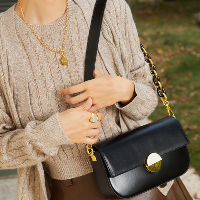 Elegant Simple Commuter Small Suqare Bag 2024 New All-match Minority Chains Shoulder Bags Ladies Luxury Handbags Chic Bolsa