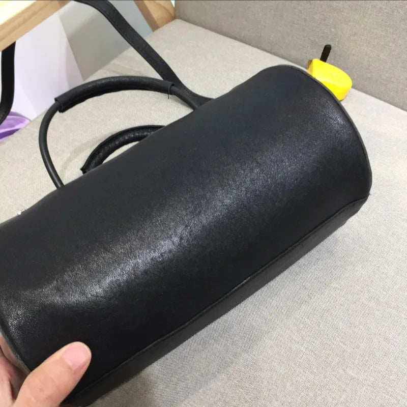 Elegant Solid Color Crossbody Bags Soft Sheepskin Luxury Genuine Leather Womens Shoulder Bag Fashion All-match Cylinder Bag